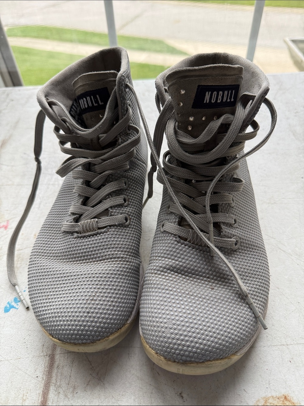 NOBULL Women's Lace-Up High-Top Training Shoes in Gray